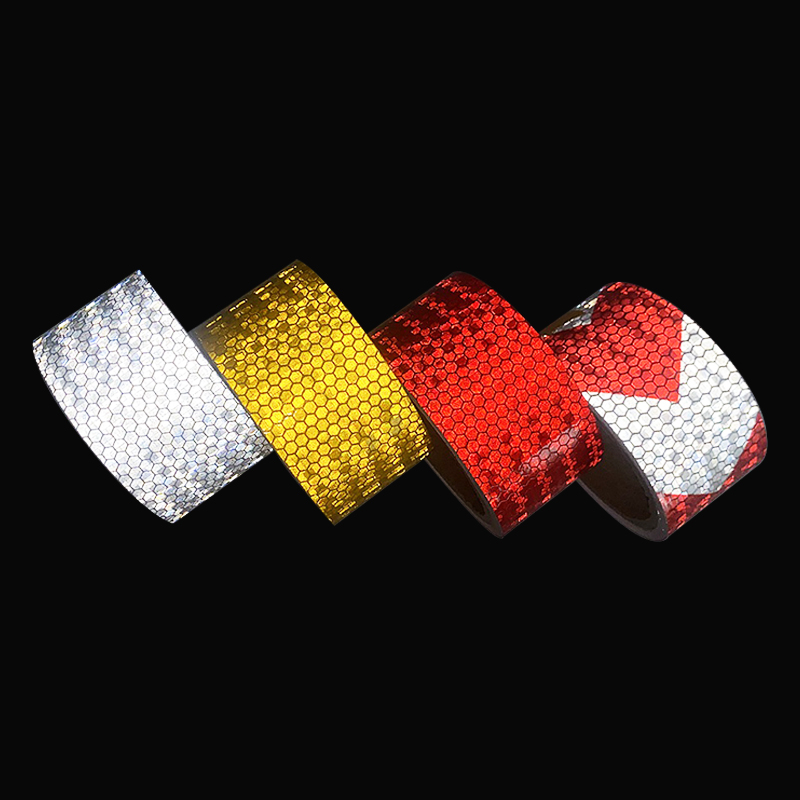 Red White Arrow Honeycomb Pattern PVC Reflective Safety Tape - 